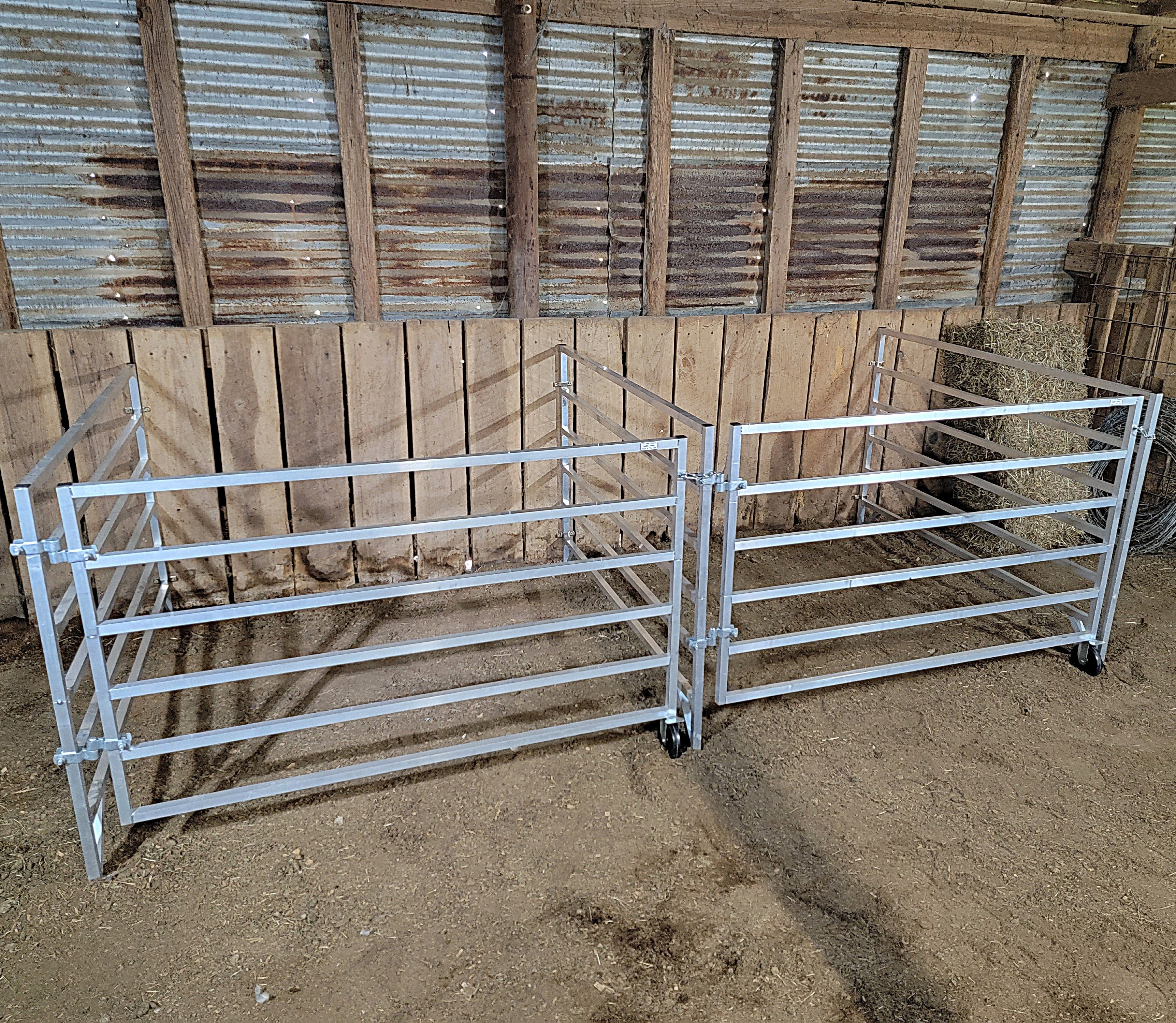 5 Ft x 5 Ft Aluminum Stall Kit - 6 Rail Wall Mounted Horse Stall Panel & Gate - Perfect for Barns, Stables & Indoor Riding Arenas
