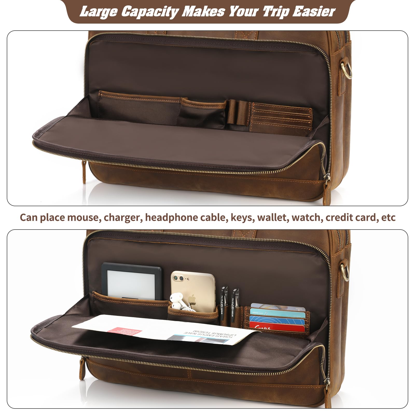 Jack & Chris Genuine Leather Briefcase for Men - Professional Business Laptop Messenger Bag for Work, Travel & Office - Durable 15.6 Inch Computer Bag with Shoulder Strap (Perfect for Business Trips, Commuting & Daily Office Use)