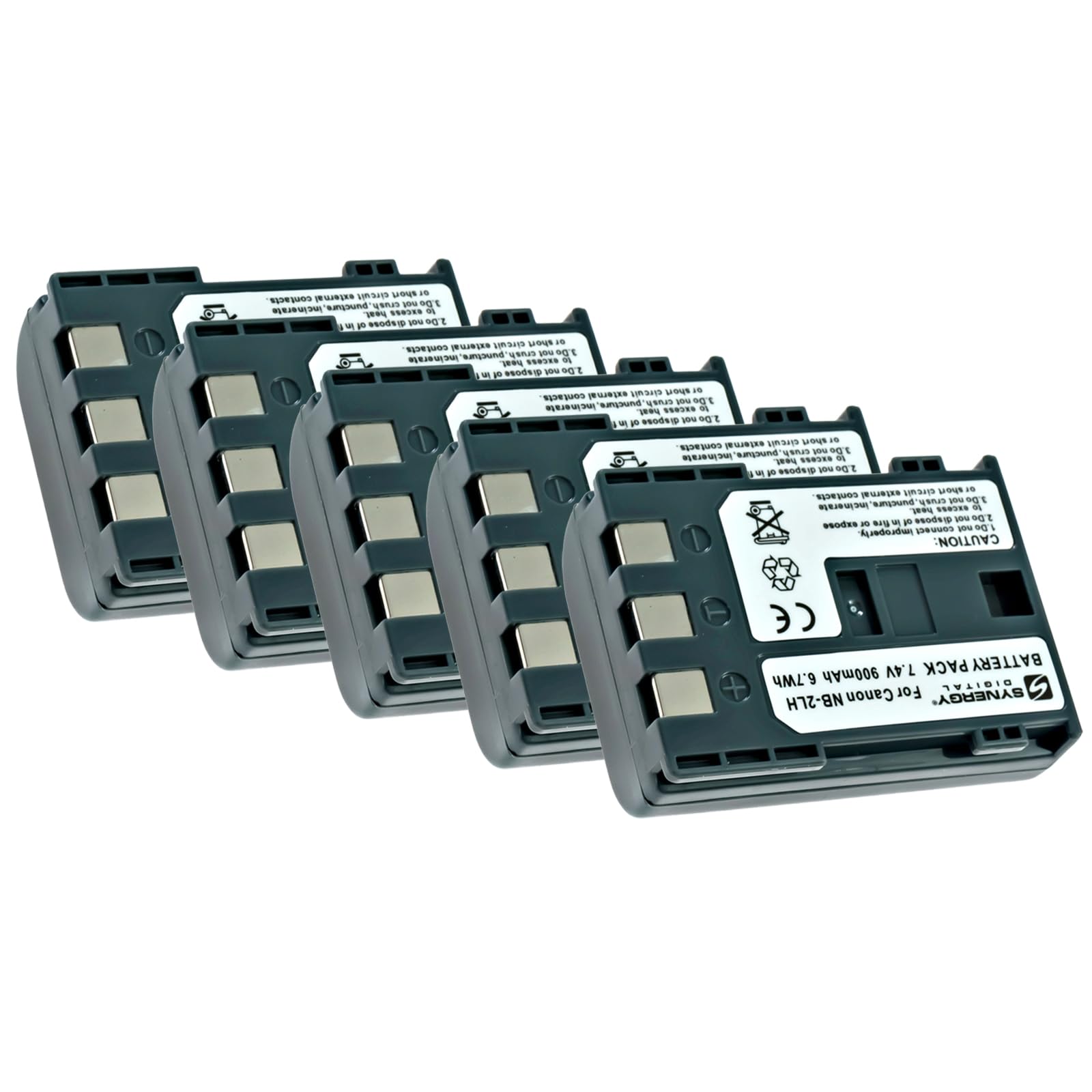 Synergy Digital Camcorder Batteries - 5-Pack Li-ion 7.4V 900mAh Replacement for Digipower BP-CN1L BP-CN2L - Perfect for Travel Vlogging, Wedding Filming & Outdoor Shooting