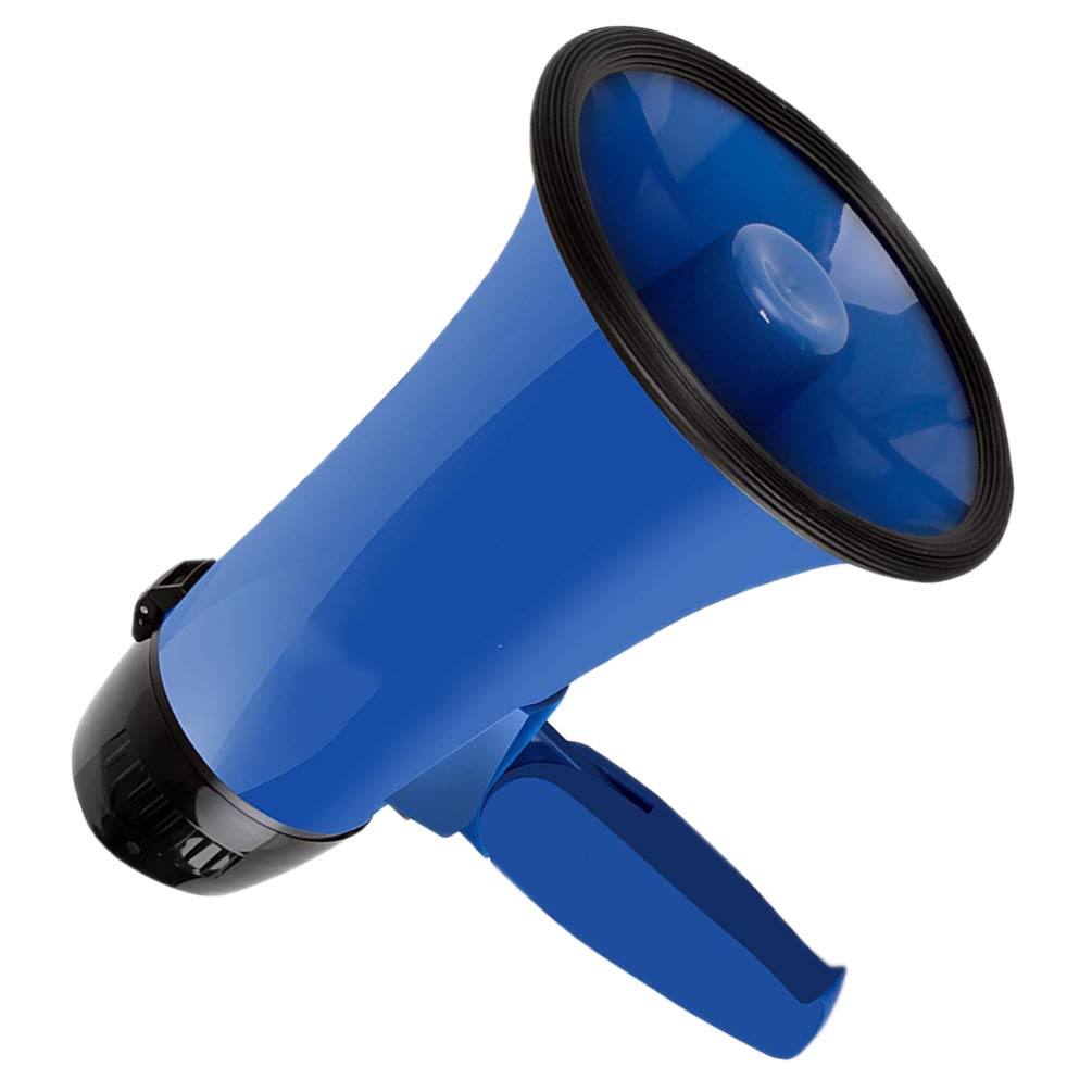 Portable Megaphone with Rechargeable Battery - 50W Loud Bullhorn Speaker with Recording Function - Blue Handheld Megaphone for Kids, Cheerleading, Sports Events & Outdoor Activities