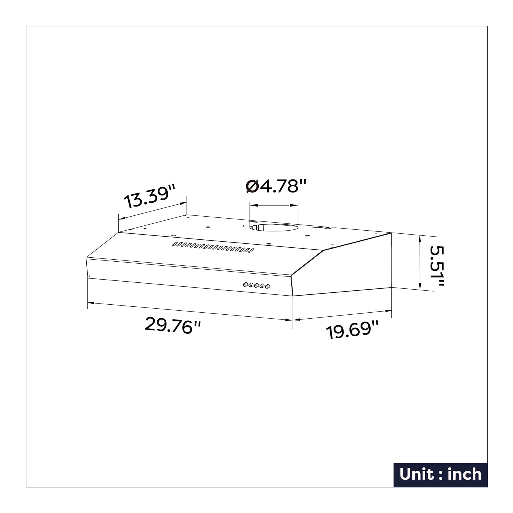 CIARRA 30 Inch Under Cabinet Range Hood - 900 CFM Stainless Steel Insert Hood with LED Lights (Model CAB75905 OW) - Perfect for Kitchen Ventilation & Smoke Removal