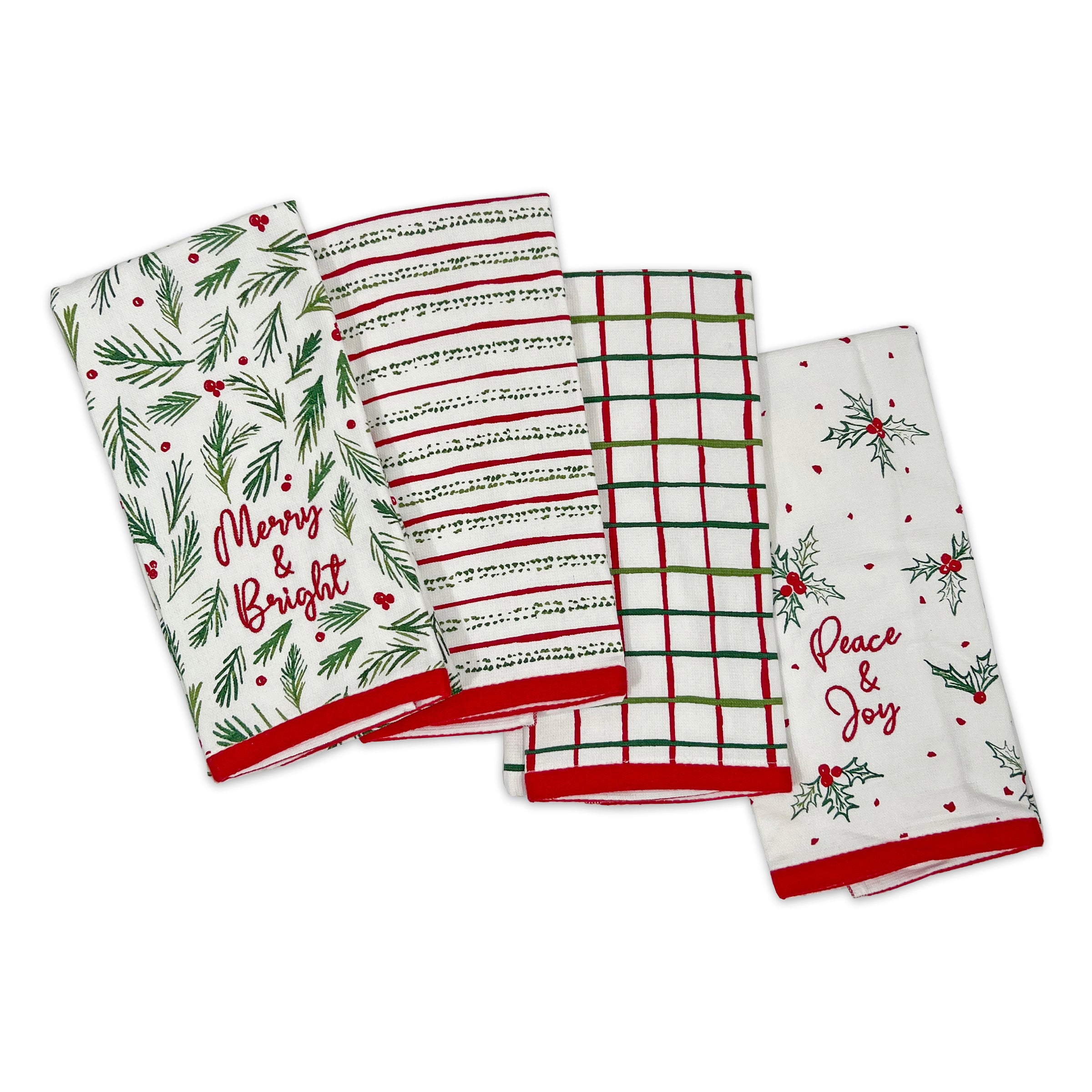 Bayberry Assorted Kitchen Towels Set of 4 - Absorbent & Durable Dish Cloths for Cooking, Cleaning & Drying Dishes - Perfect for Home, Restaurant & Kitchen Use