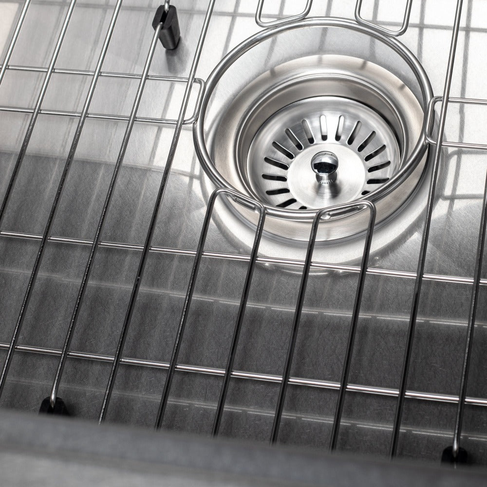 ZLINE 36 Inch Meribel Undermount Single Bowl Kitchen Sink - Satin Stainless Steel with Bottom Grid (SRS 36S) | Perfect for Modern Farmhouse & Commercial Kitchens