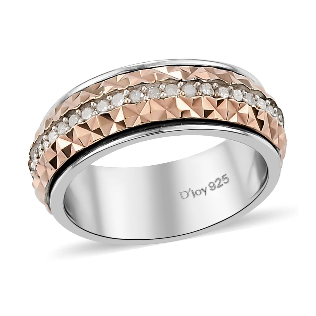 0.5 Ct 925 Sterling Silver Platinum Plated Diamond Spinner Band Ring for Women - Anxiety Relief, Engagement & Everyday Elegance