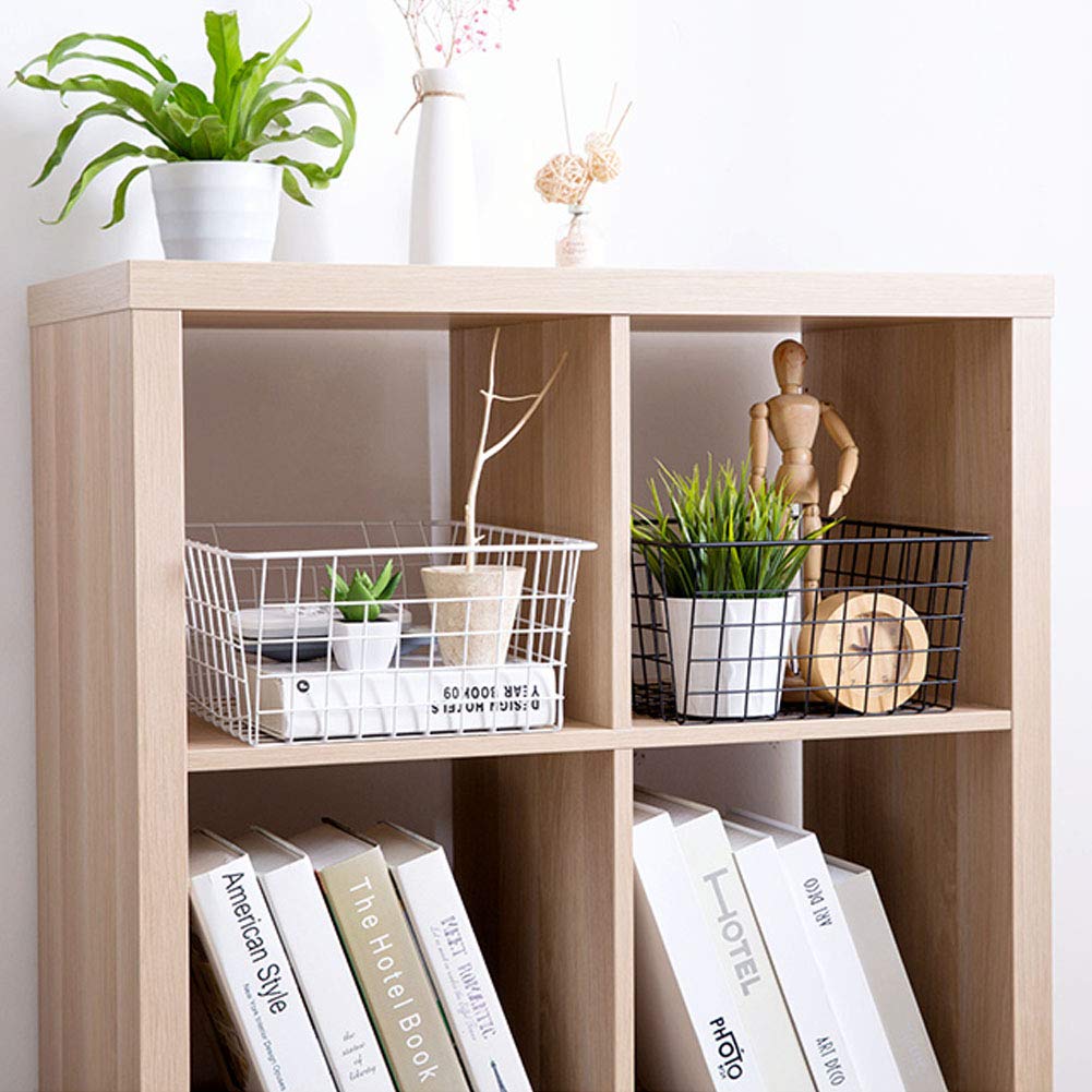 2-Pack Black Metal Wire Storage Baskets with Handles - Versatile Organizer for Kitchen Pantry, Home Office, Bathroom, Laundry Room & Bedroom Storage | Perfect for Organizing Food, Papers, Towels & Household Items