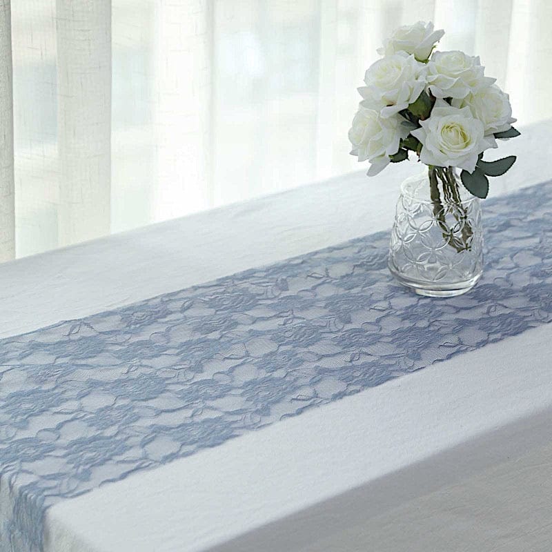 12-Pack 108-Inch Rose Flower Lace Table Runners - Elegant Wedding, Party, Dining Table Decor for Home & Event Decoration