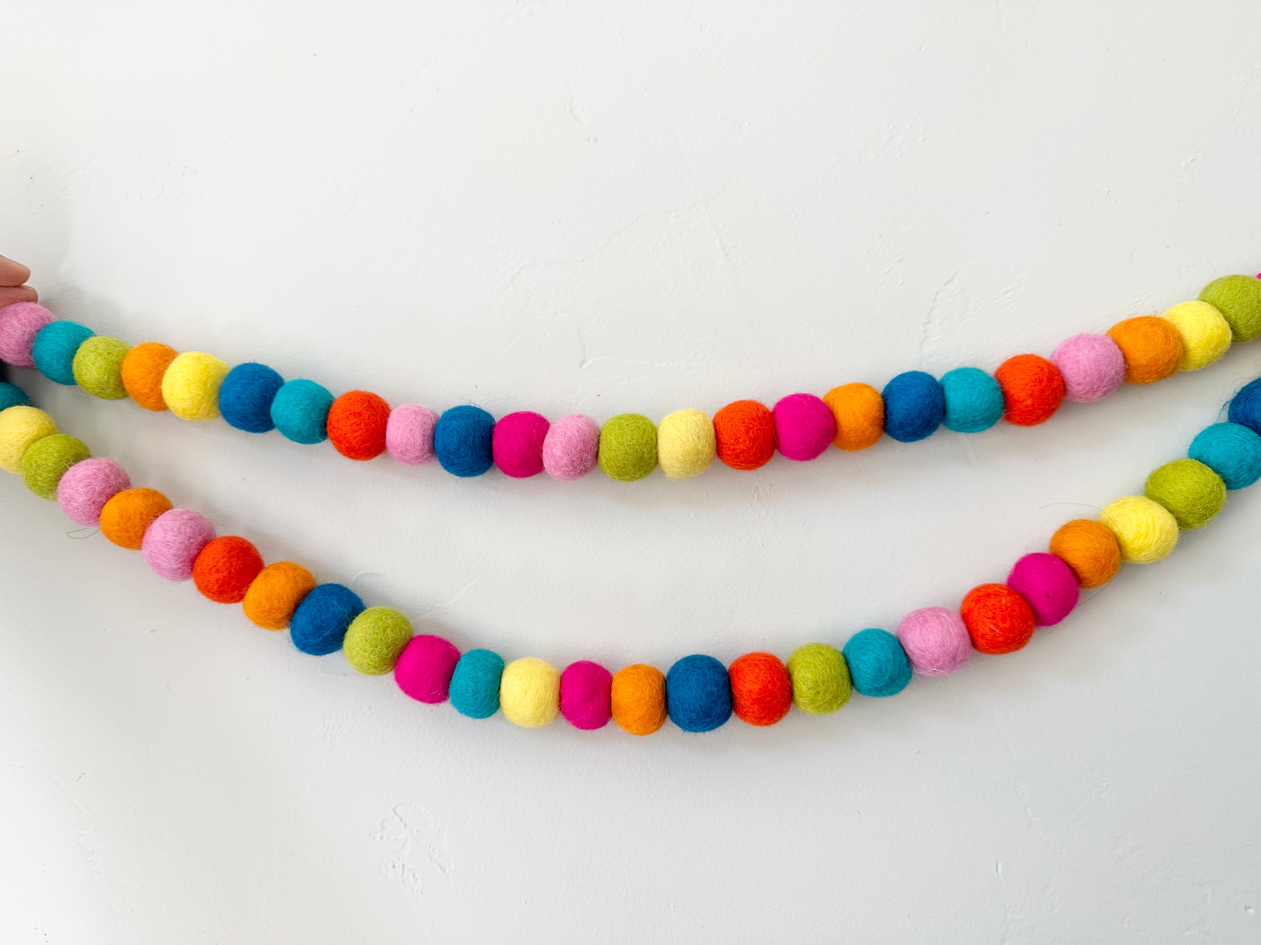 Colorful Tropical Luau Felt Ball Garland Party Decor - Hawaiian Themed Birthday, Baby Shower & Summer Beach Party Decoration for Home, Wall, Backdrop