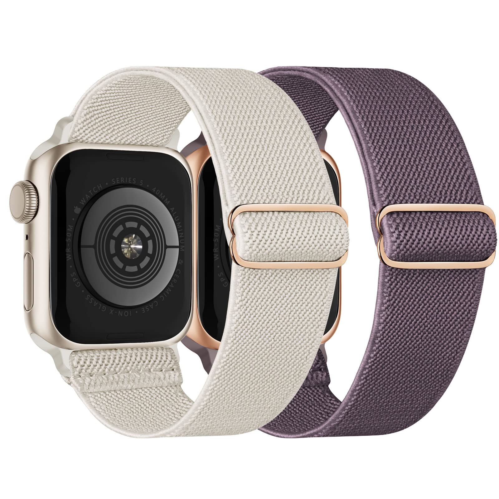 Stretchy Solo Loop Nylon Bands for Apple Watch 38mm 40mm 41mm 42mm 44mm 45mm 49mm - Braided Elastic Wristbands Compatible with iWatch Series Ultra/8/7/6/5/4/3/2/1/SE - Comfortable Sport & Everyday Wear for Men & Women
