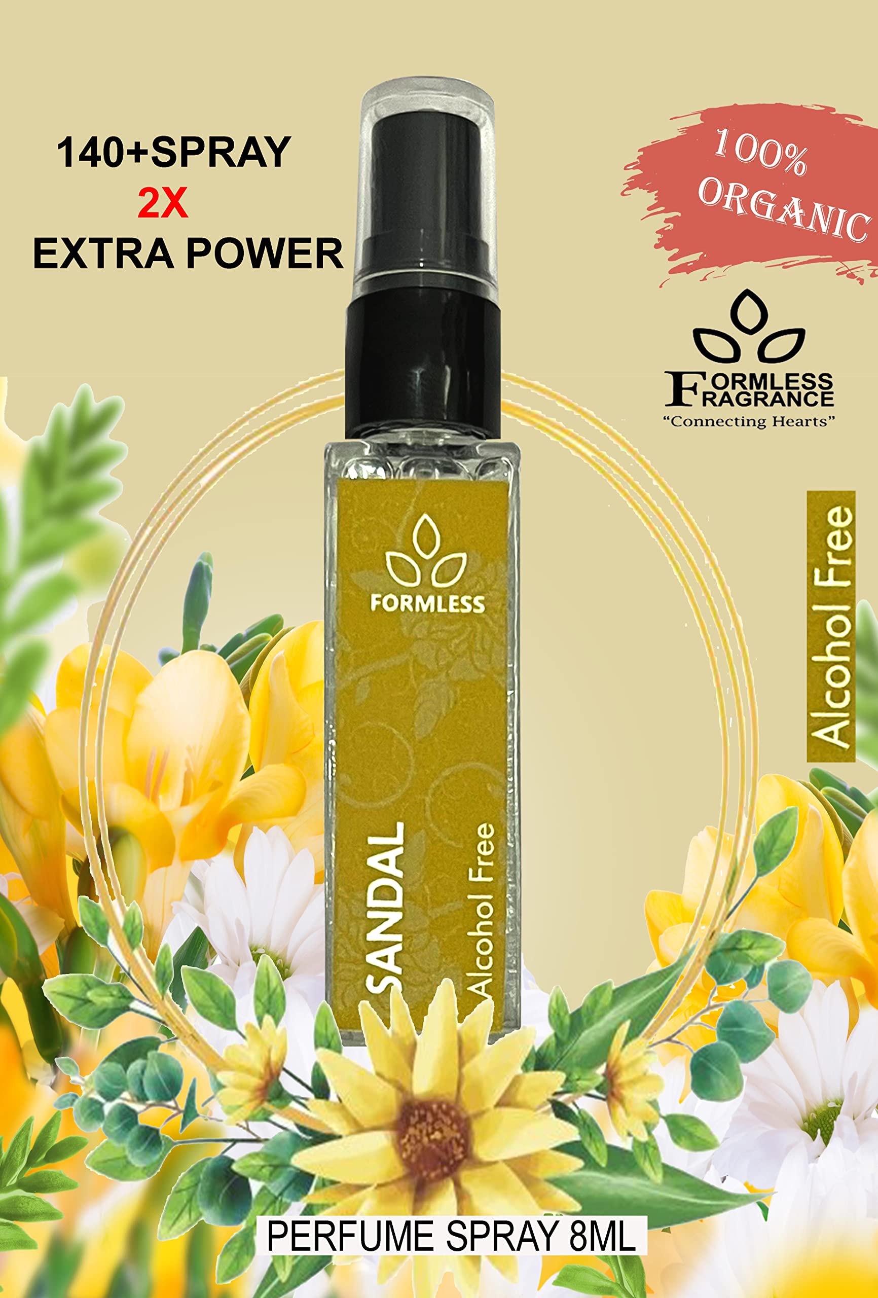 Formless Sandal & Chocolate & Lemon Alcohol-Free Spray Perfume Set - 3 x 8ml Fragrance Collection for Women | Long-Lasting Scent for Daily Wear, Office & Special Occasions