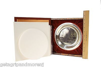Franklin Mint 1974 Thanksgiving Plate - Solid Sterling Silver Collectible Holiday Dinnerware for Festive Table Setting