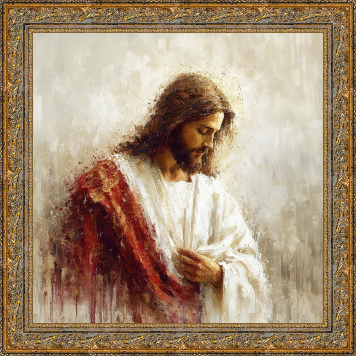 Jesus Christ in Red Robes - Religious Wall Art for Home & Church Decor - Perfect for Prayer Rooms, Sunday Schools & Christian Gifts