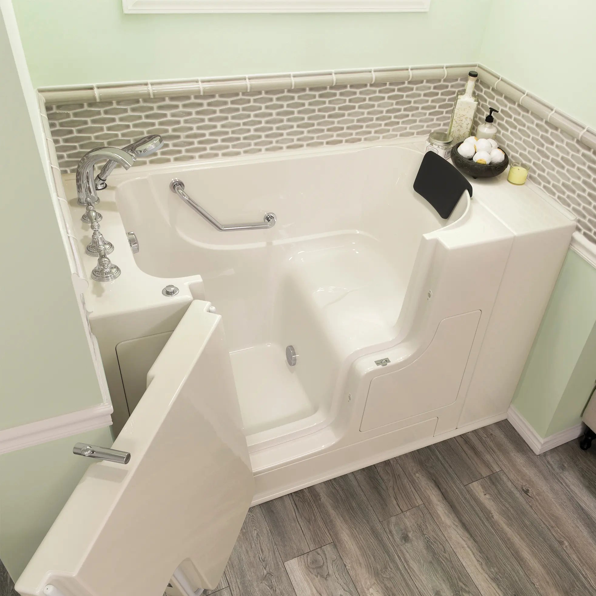 Premium Gelcoat 30 x 52 Inch Walk-in Bathtub with Soaker System - Left Hand Drain & Faucet - Ideal for Elderly & Mobility Impaired Users - ADA Compliant Safety Tub for Home Bathroom
