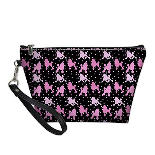 UPETSTORY Women's High Capacity Poodle Print Leather Cosmetic Bag - Pink Travel Makeup Purse & Clutch Handbag Holder for Ladies | Perfect for Travel, Parties & Daily Essentials Organization