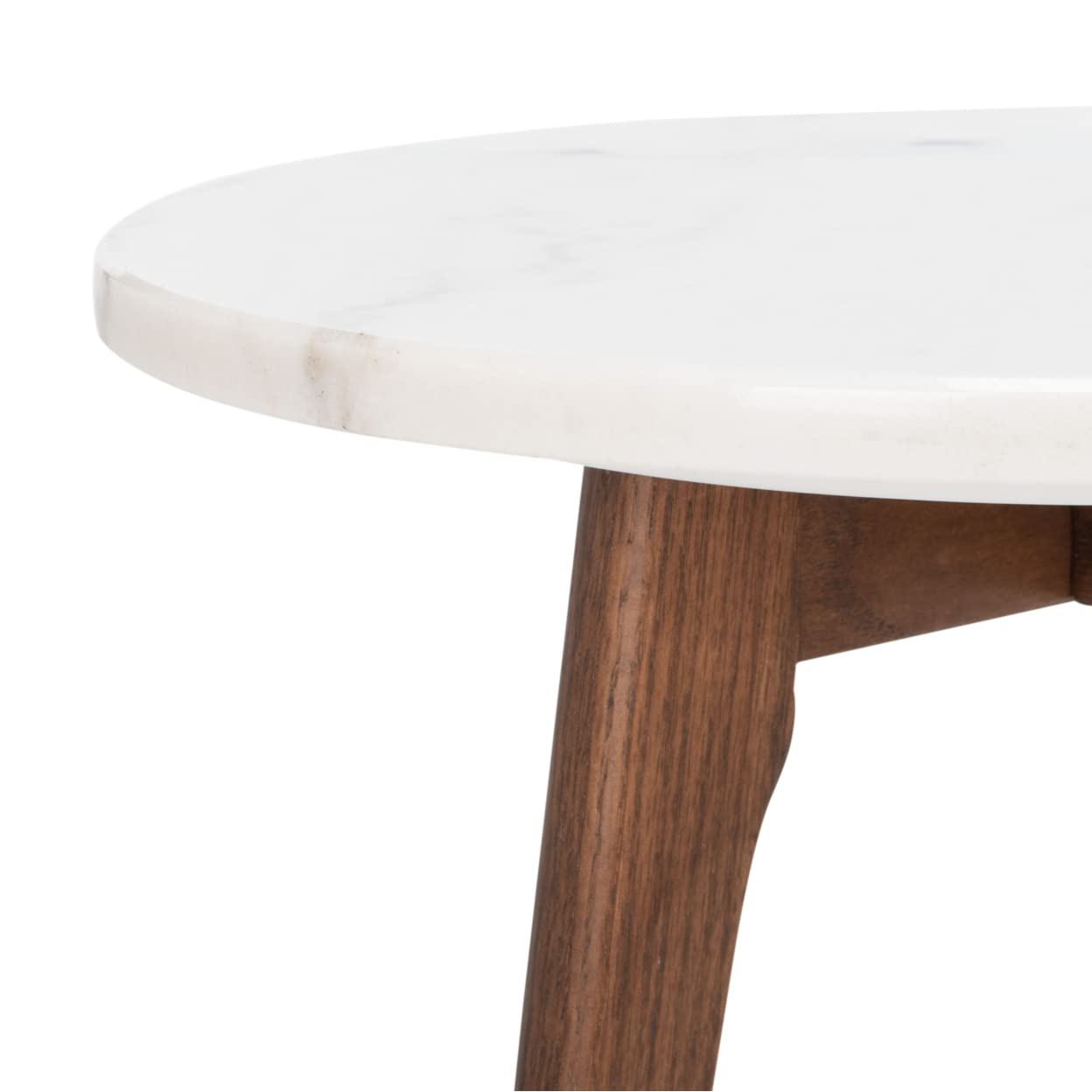 SAFAVIEH Home Collection Marini Round Accent End Table - Marble & Walnut Finish - Perfect for Living Room, Bedroom, or Office Decor