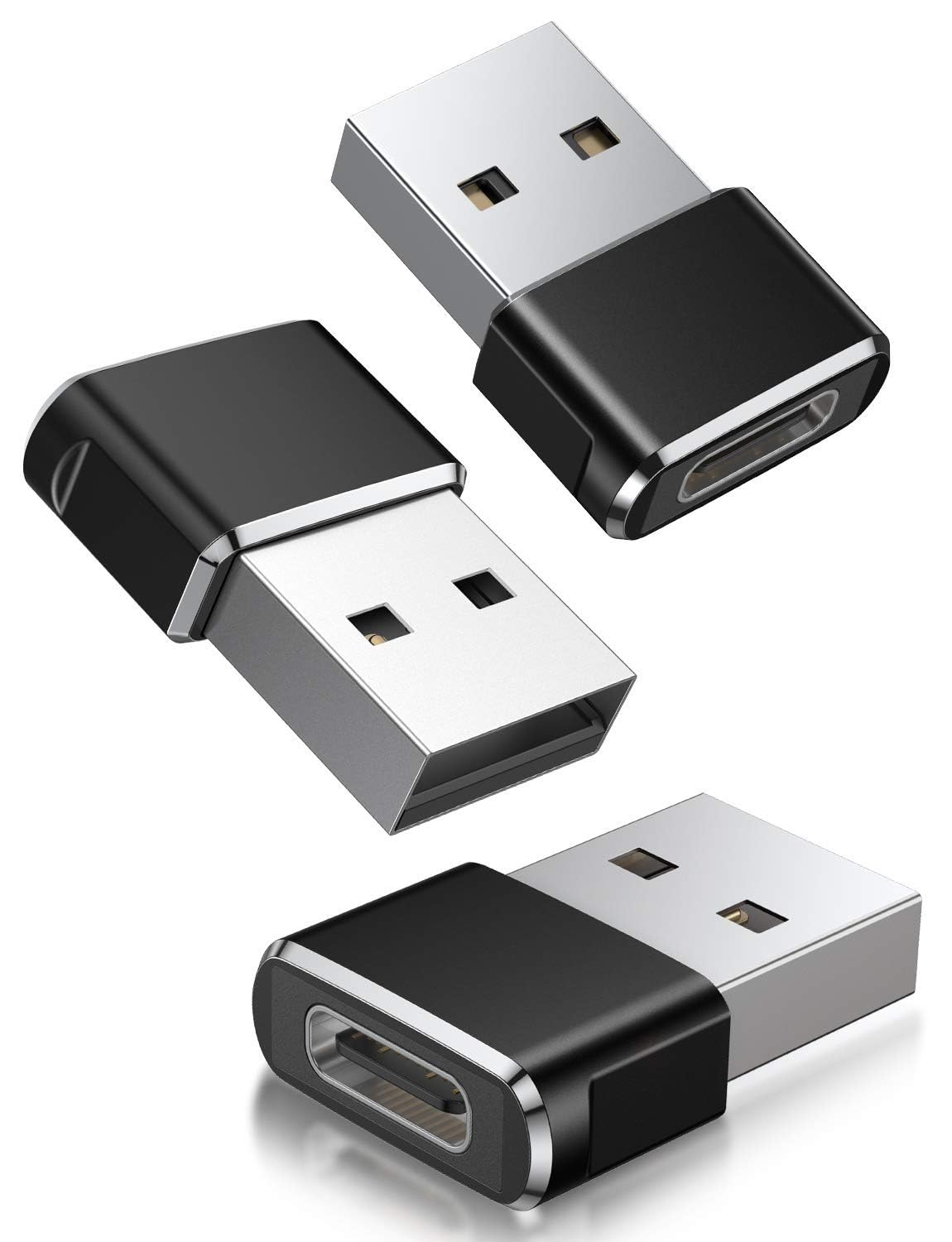 Basesailor 3-Pack USB to USB C Adapter, Type C Female to USB A Male Converter for iPhone 16/15 Pro, MacBook, iMac, PC, Laptop, Samsung Galaxy S24/S23/S22, Google Pixel 8 - Fast Data Transfer & Charging for Home, Office & Travel