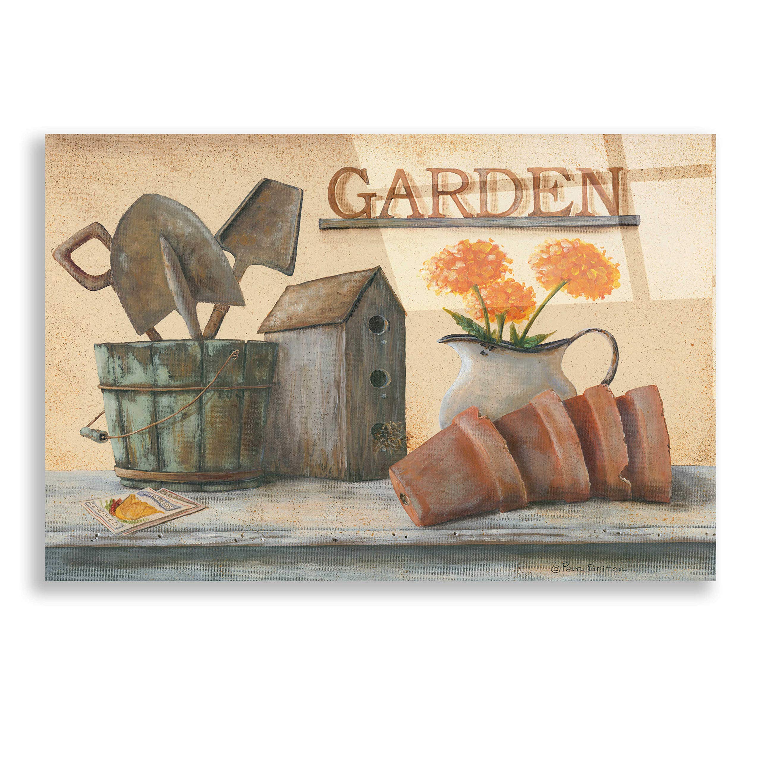 Pam Britton 'Garden Shelf II' Acrylic Glass Wall Art - 24x16 Inches Modern Home Decor for Living Room, Bedroom & Office