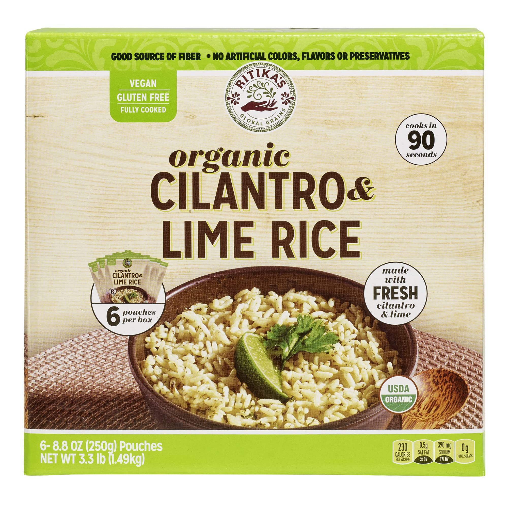 Organic Cilantro Lime Rice by Ritika's Global Grains - Gluten-Free, Non-GMO, Vegan - Perfect for Burrito Bowls, Meal Prep & Healthy Side Dishes