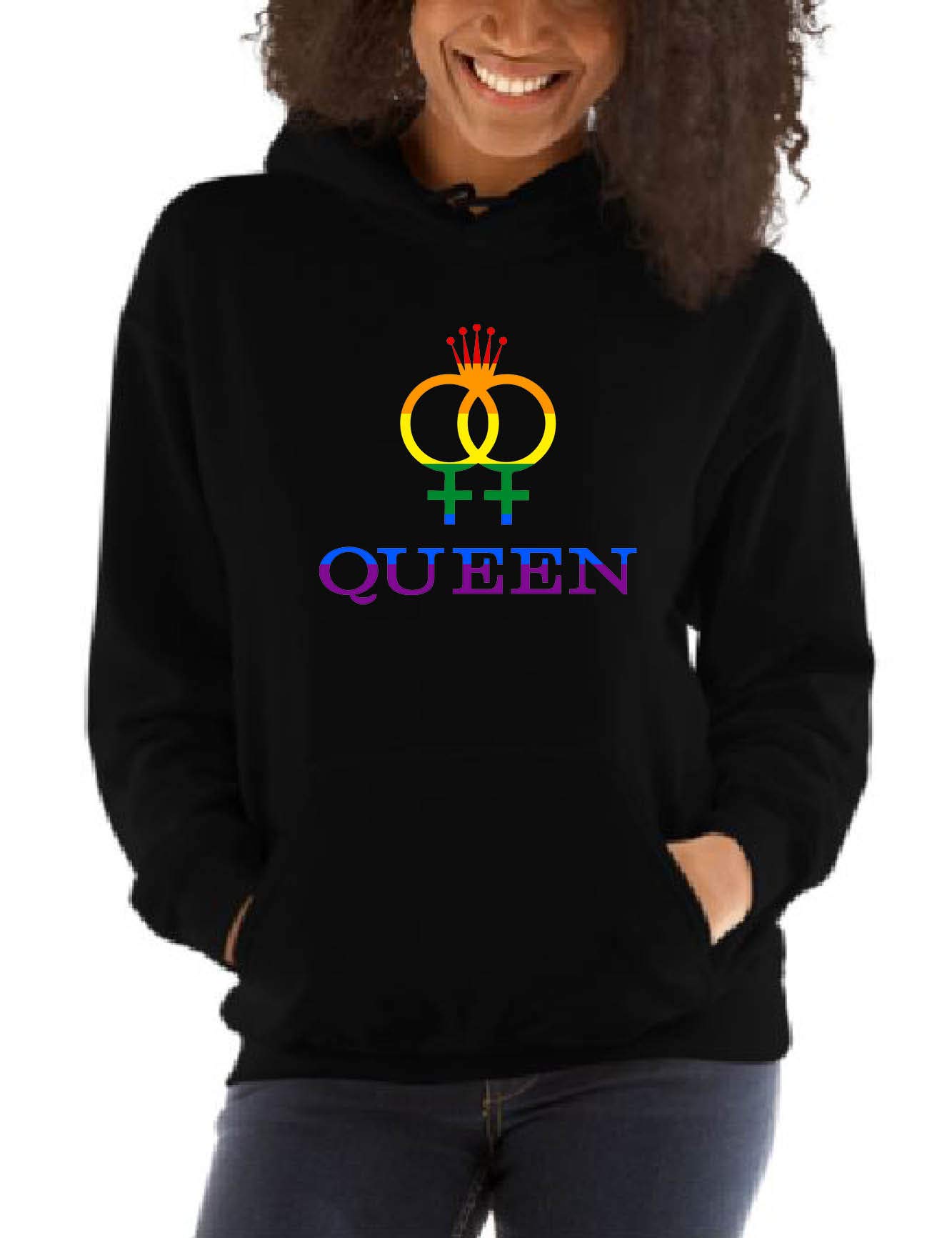 ALLNTRENDS Matching Couple Hoodies Set of 2 - Queen Gay Pride Hooded Sweatshirts for Women & Men - Perfect for LGBTQ+ Pride Events, Anniversary Gifts and Casual Wear