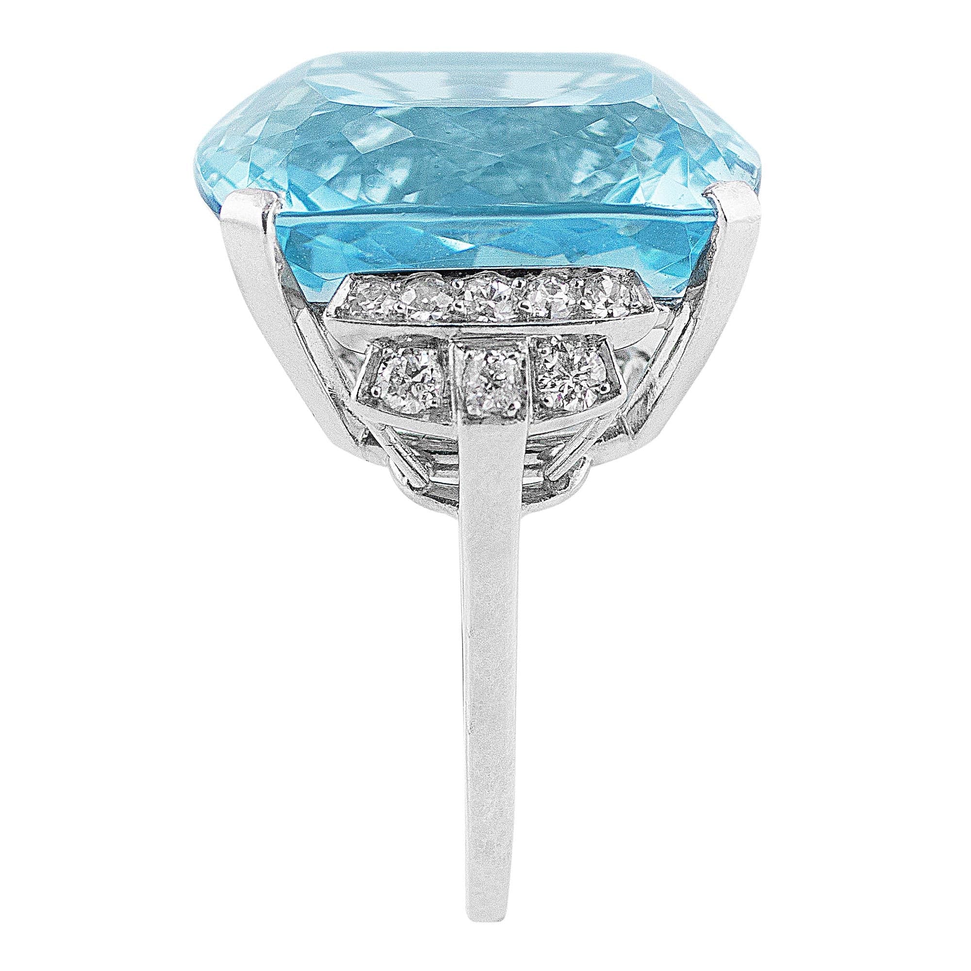 14K White Gold 30.31ct Aquamarine and Diamond Engagement Ring - GIA Certified - Perfect for Wedding, Proposal & Anniversary Gifts