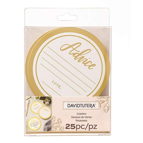 David Tutera Wedding Advice Coasters - Set of 25 Elegant Drink Coasters for Bridal Showers, Bachelorette Parties & Wedding Receptions - Perfect Wedding Gift & Party Decor