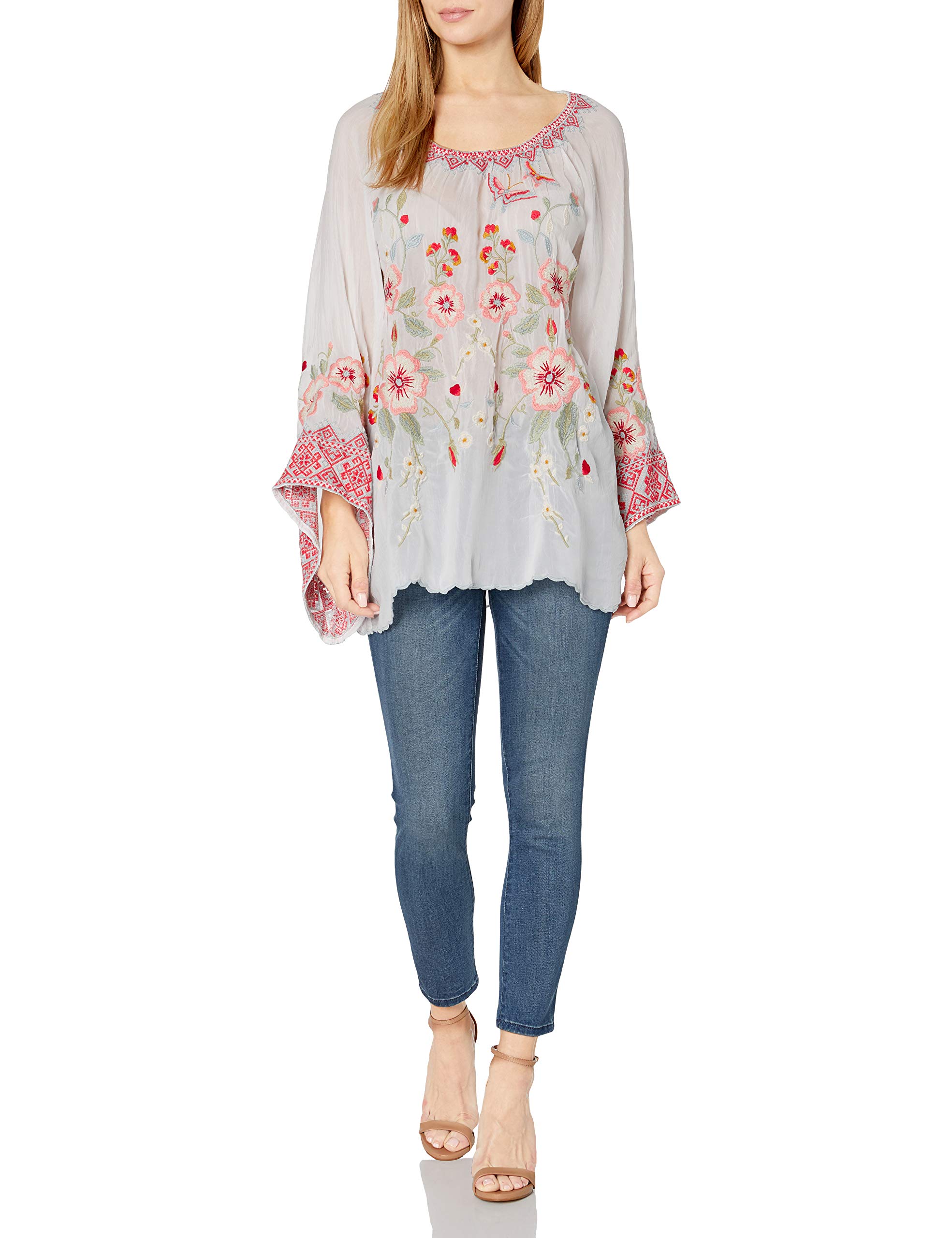 Johnny Was Women's Bohemian Floral Print Blouse - Elegant Long Sleeve Tunic Top for Casual Wear, Office & Special Occasions