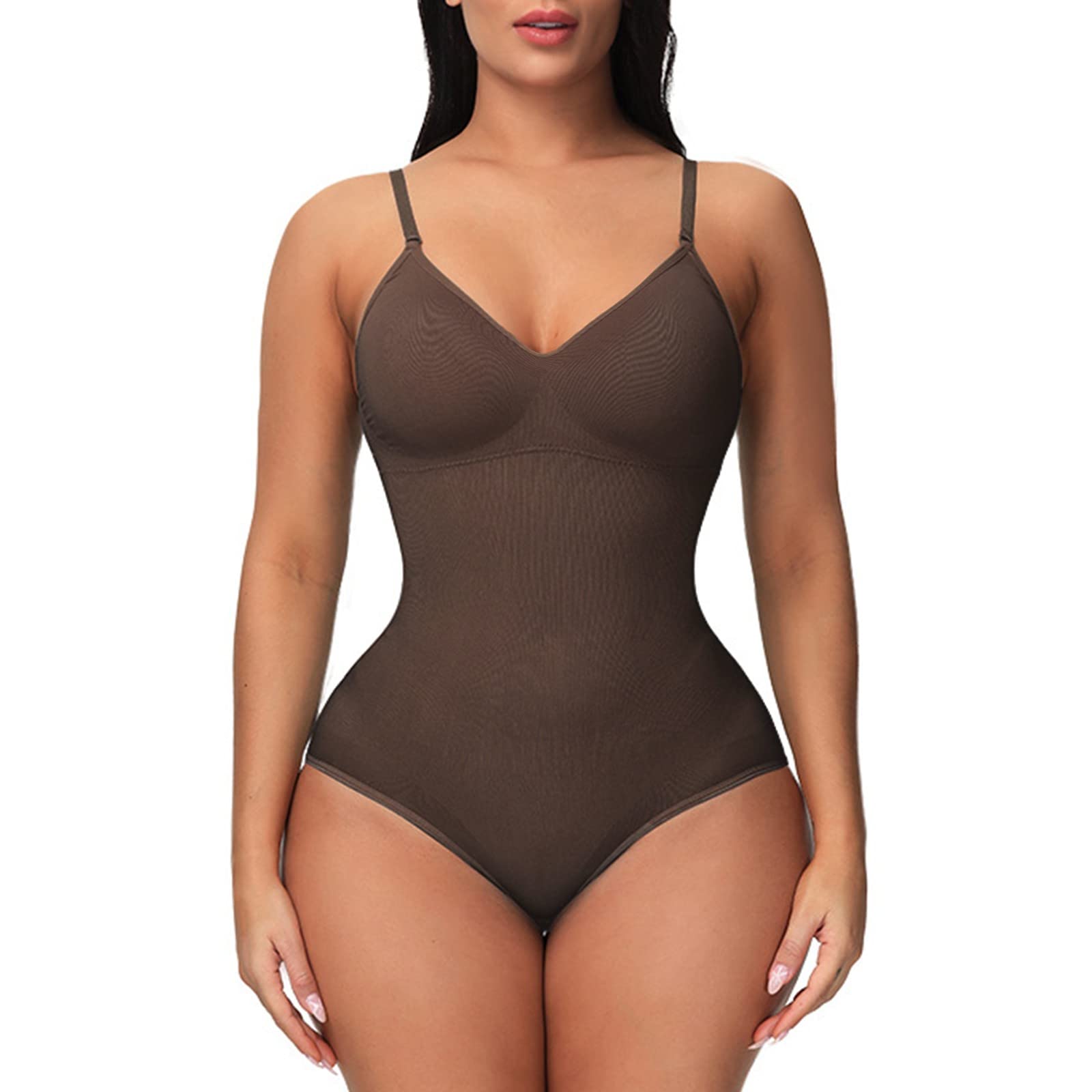 Women's Shapewear Bodysuit - Slimming Jumpsuit Thong Bodysuit for Tummy Control & Waist Cincher (Coffee, XL) | Perfect for Everyday Wear, Special Occasions & Confidence Boosting