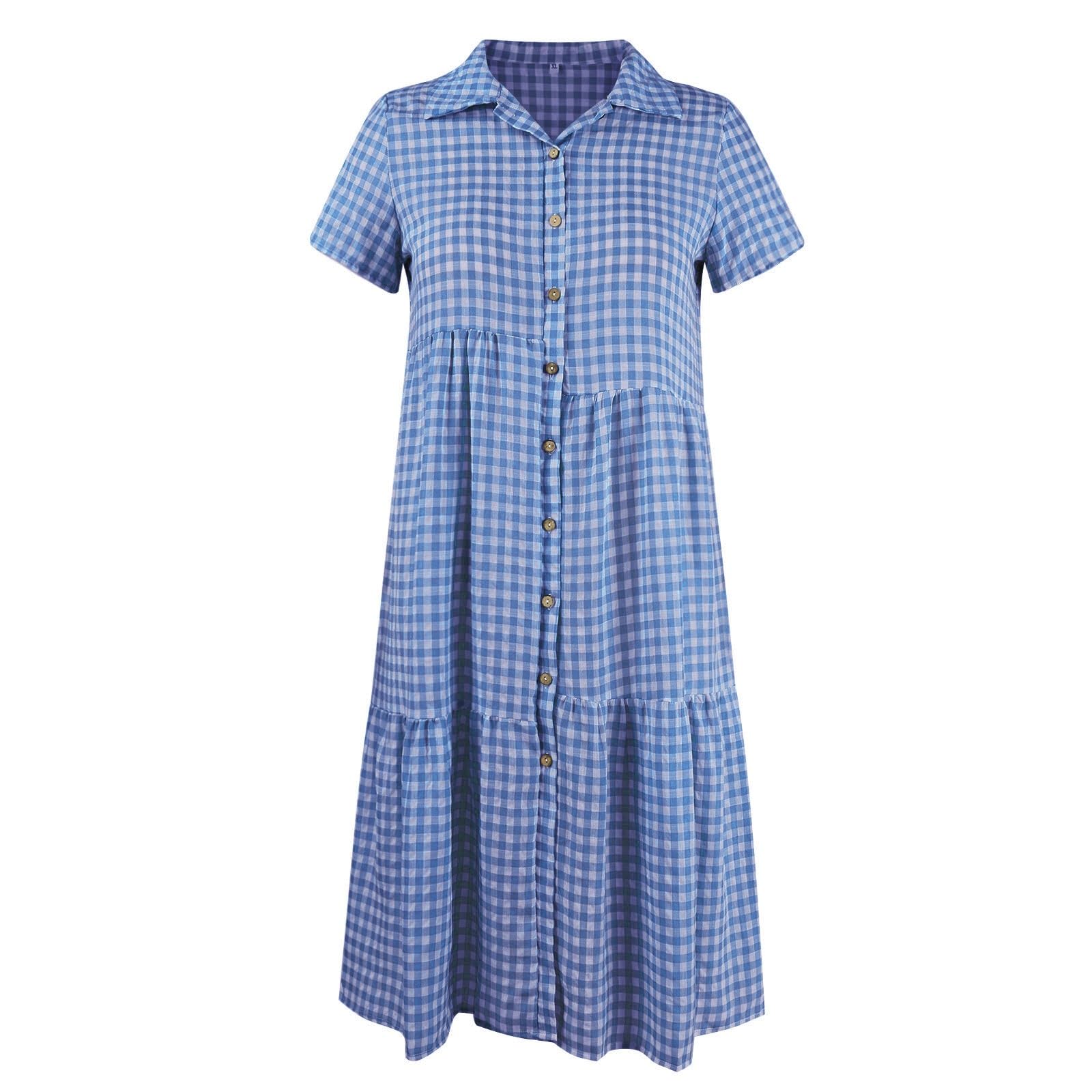 Trendy Plaid Gingham Summer Dresses for Women 2024 - Casual Sundress with Pockets, Sizes S-XL - Perfect for Beach Vacations, Picnics & Summer Outings