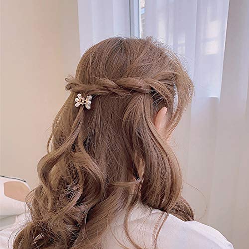 VSAKSH 5-Piece Mini Pearl Hair Claw Clips with Floral Design - Cute Hair Barrettes for Women & Girls | Perfect for School, Parties & Everyday Hairstyles