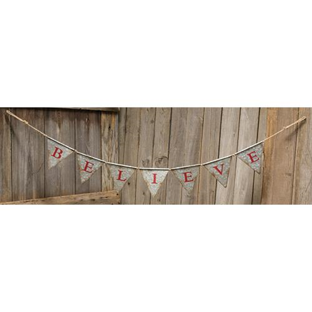 Believe Pennant Garland - 45 Inch Inspirational Banner for Home Decor, Parties & Celebrations - Perfect for Christmas, Weddings & Baby Showers