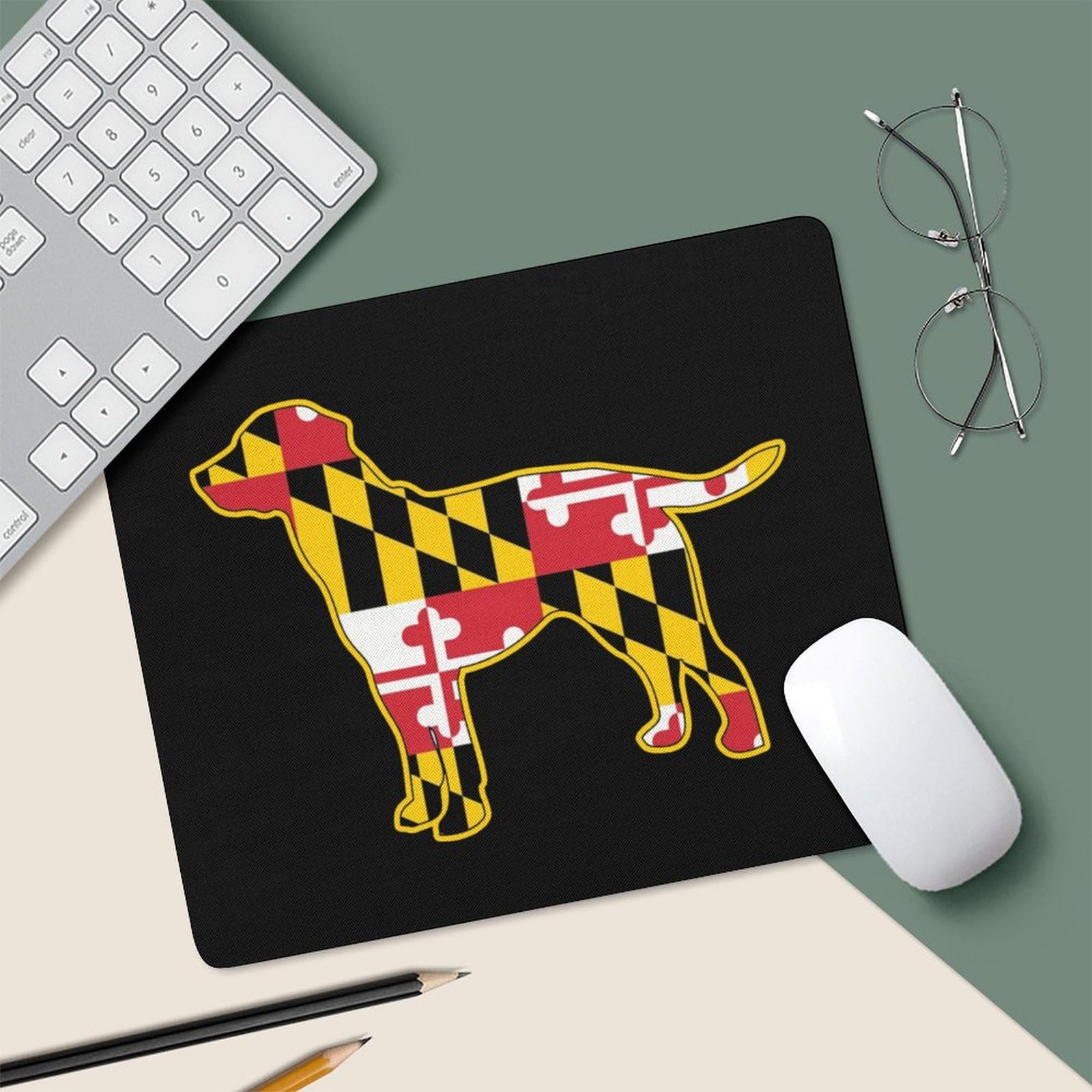 Golden Retriever Dog with Maryland Flag Durable Non-Slip Mouse Pad - Waterproof Gaming Mouse Mat for Home & Office - Perfect for PC, Laptop, Workstation & Gaming Setup