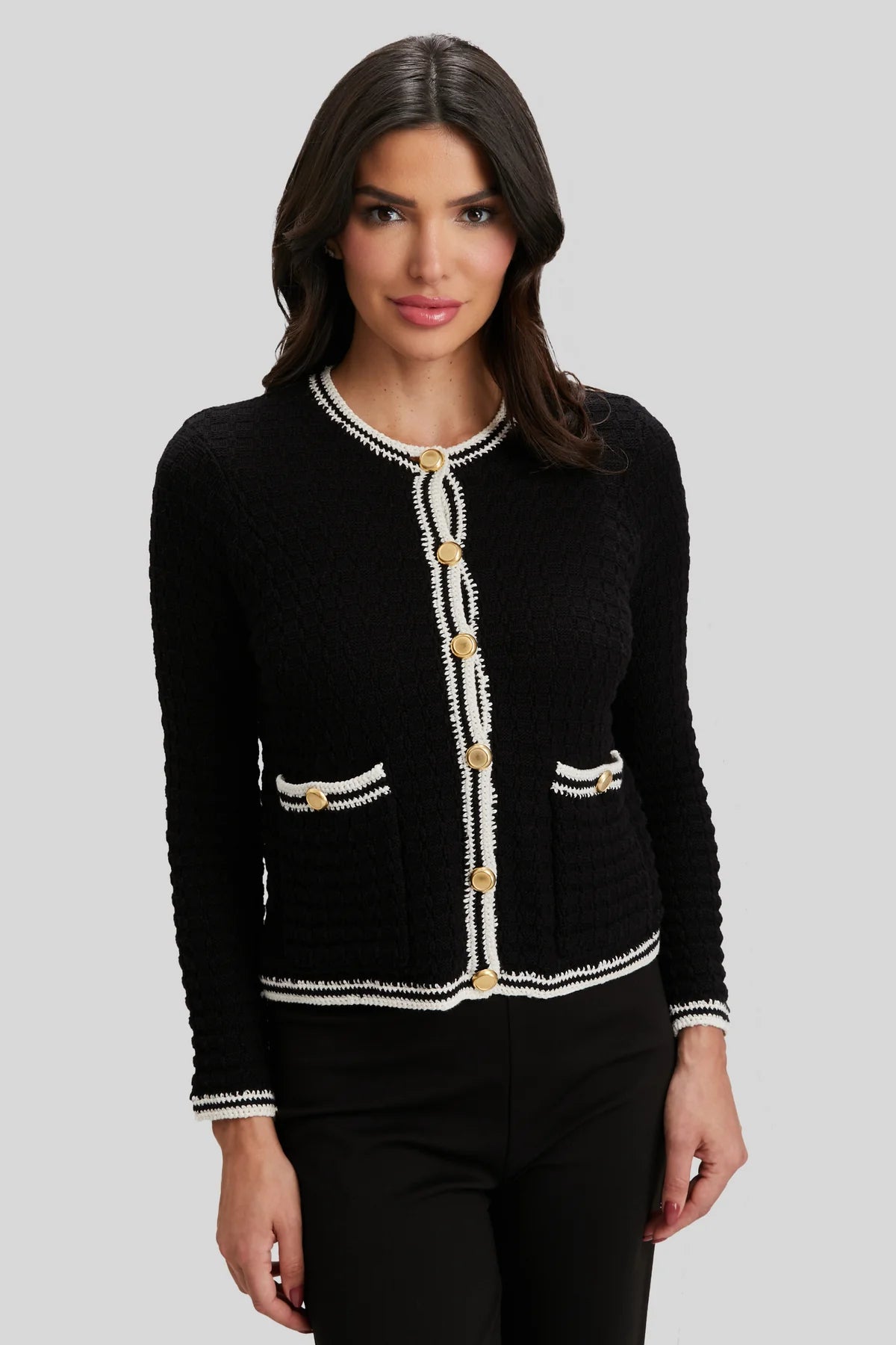 Black Crochet Detail Cardigan for Women - Cozy Knit Sweater for Fall & Winter Fashion | Perfect for Layering, Office Wear & Casual Outfits