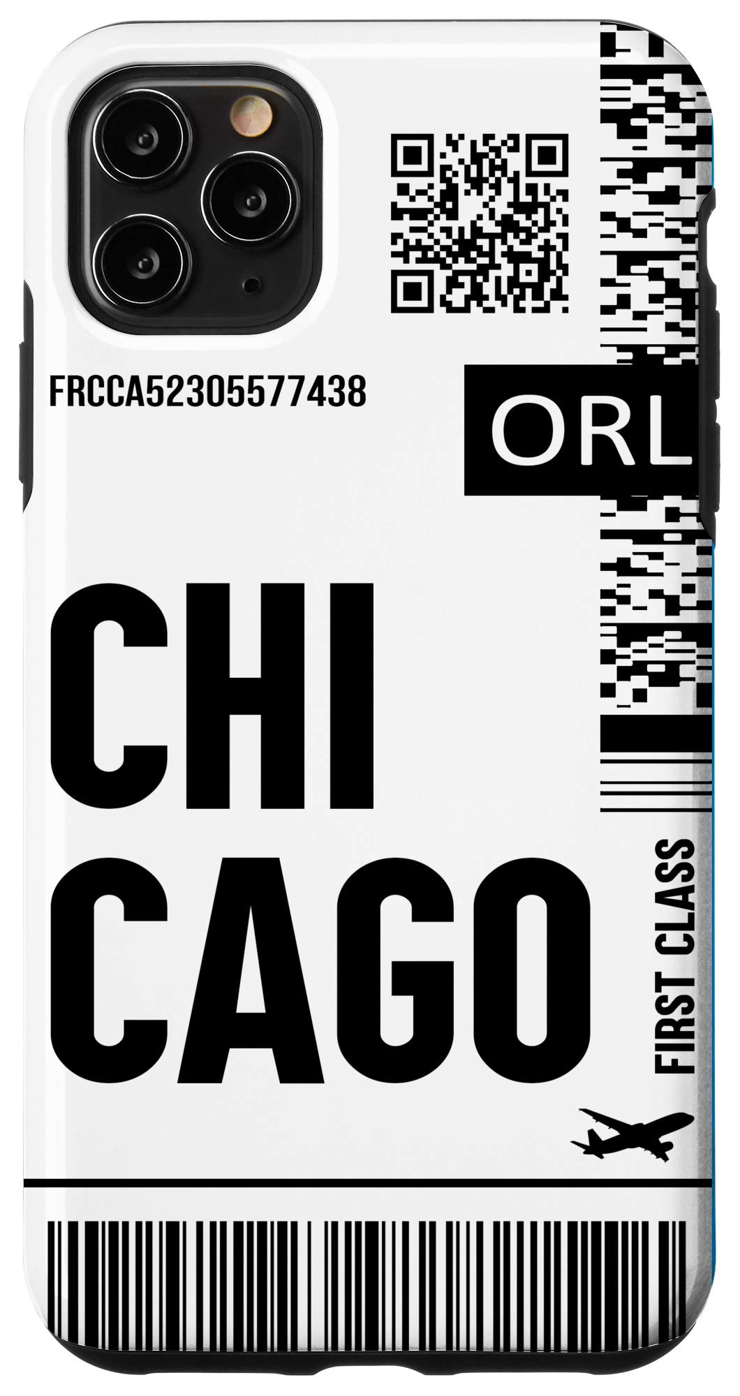 iPhone 11 Pro Max Case - Chicago Themed Airplane Travel Design with Boarding Pass Print | Perfect for Business Trips & Vacation Travel Accessories