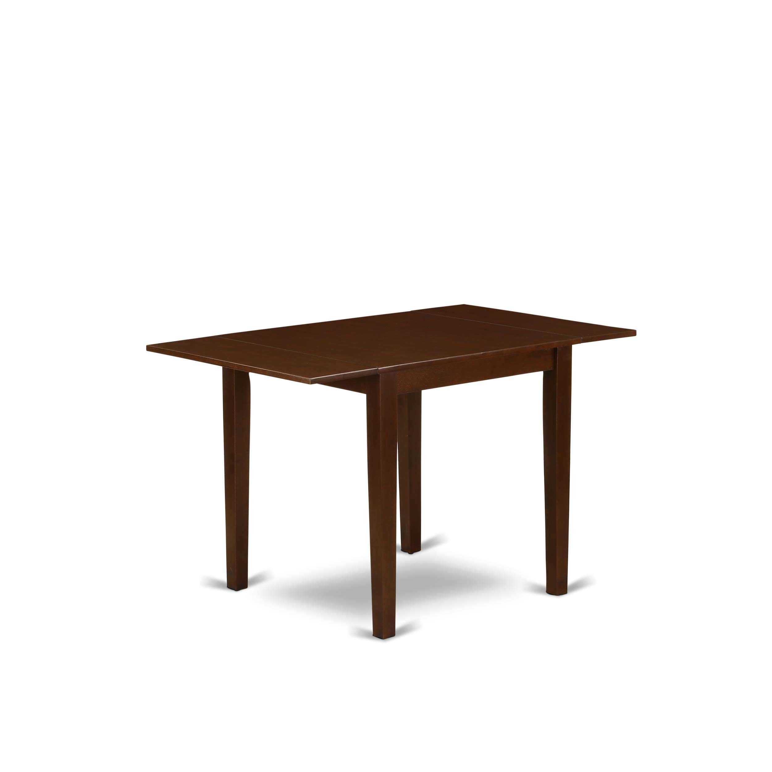 East West Furniture NDDA3-MAH-W 3-Piece Mahogany Kitchen Table Set with Drop Leaf & 2 Chairs, 30x48 Inch Rectangle Dining Table for Small Spaces, Breakfast Nooks & Compact Apartments
