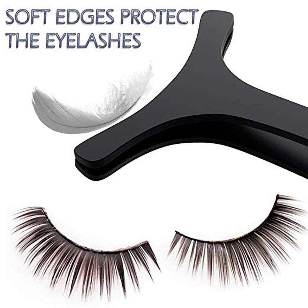 Beito 1PC Professional Stainless Steel Eyelash Tweezers - False Eyelash Applicator & Extension Tool for Easy Lash Application & Removal (Black) | Perfect for Salon, Home Use & DIY Beauty