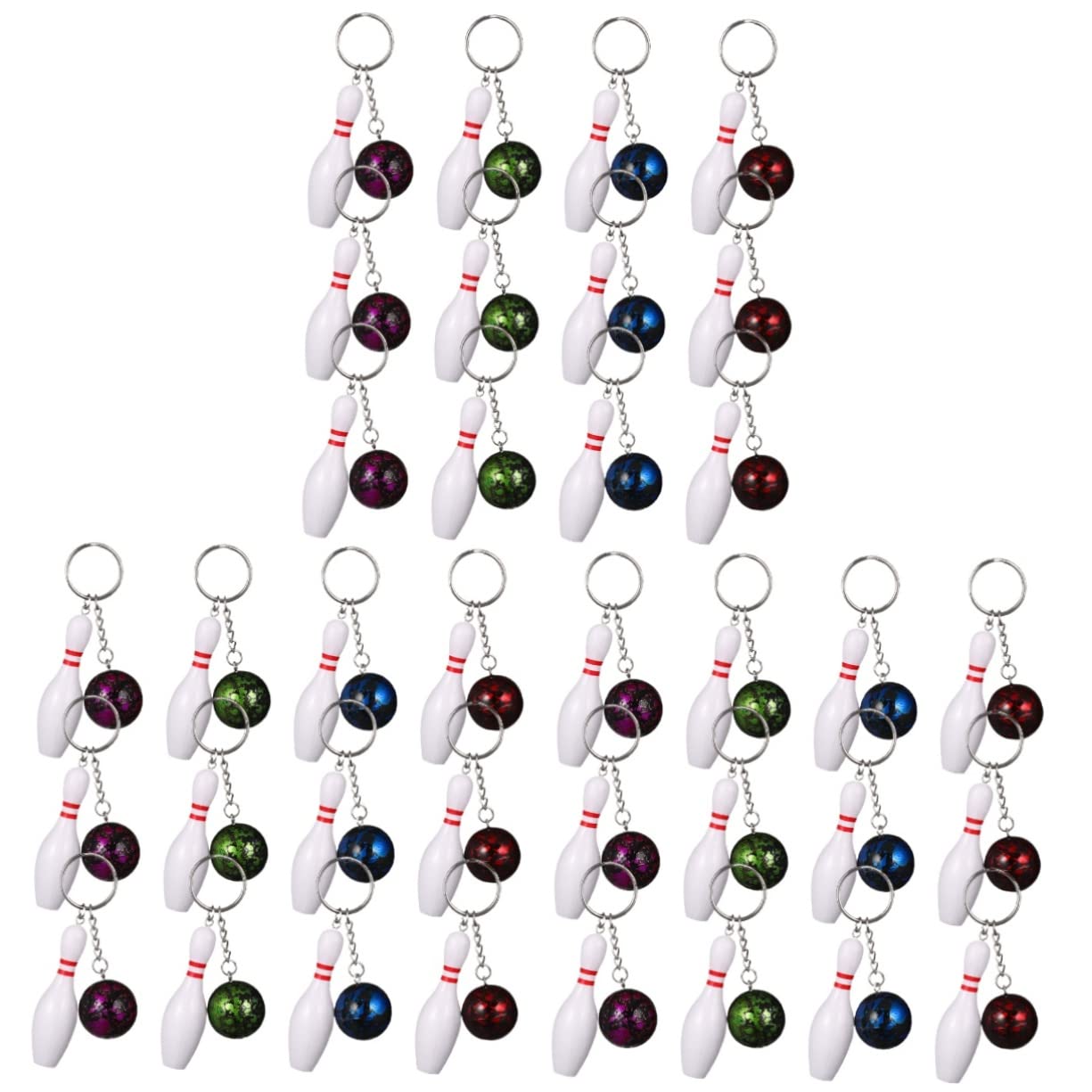 MOBUTOFU 36 Pcs Bowling Keychain Set - Metal Key Rings for Wallet, Jewelry, and Accessories - Perfect for Bowling Enthusiasts, Gifts, and Party Favors