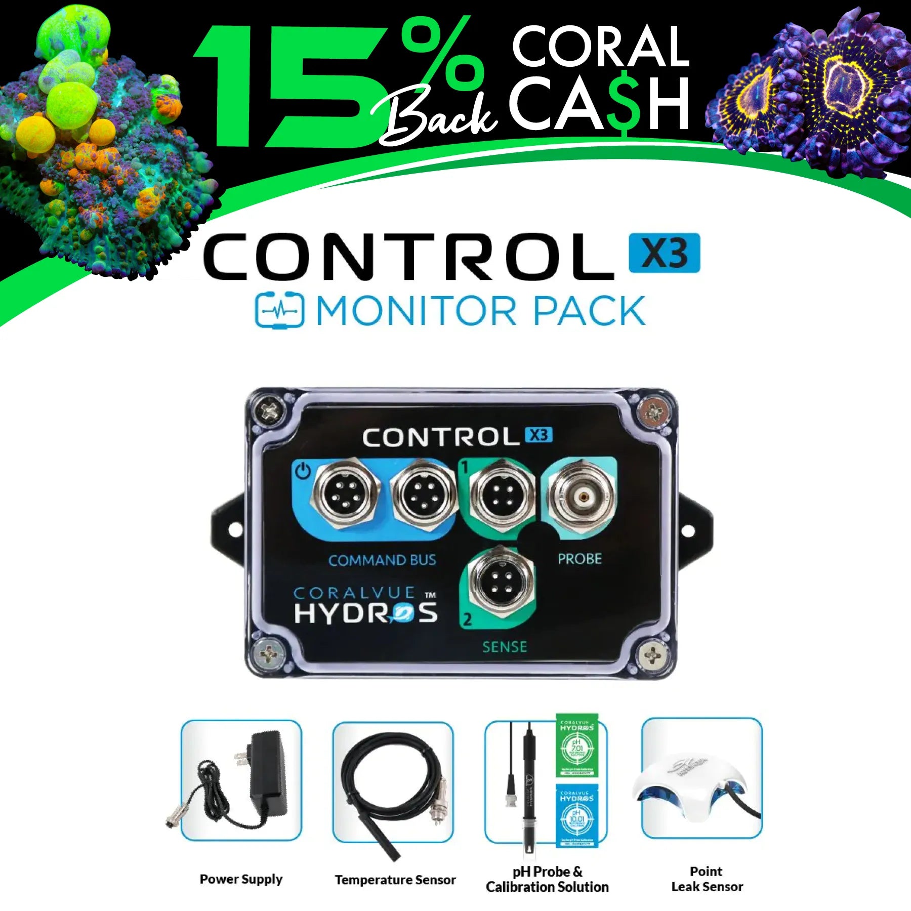 Hydros Control x3 Monitor Pack - 3-Pack Smart Water Leak Detector for Home & Office | Real-Time Alerts & Remote Monitoring via App | Ideal for Basement, Kitchen, Bathroom & Laundry Room
