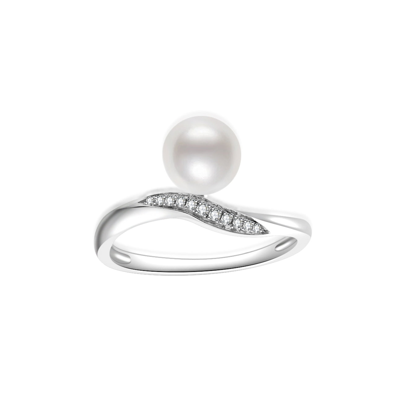 18K Solid Gold Diamond Akoya Hanadama Pearl Ring KR00116 - Luxury Pearl Jewelry for Women, Elegant Gift for Anniversary, Wedding, Valentine's Day