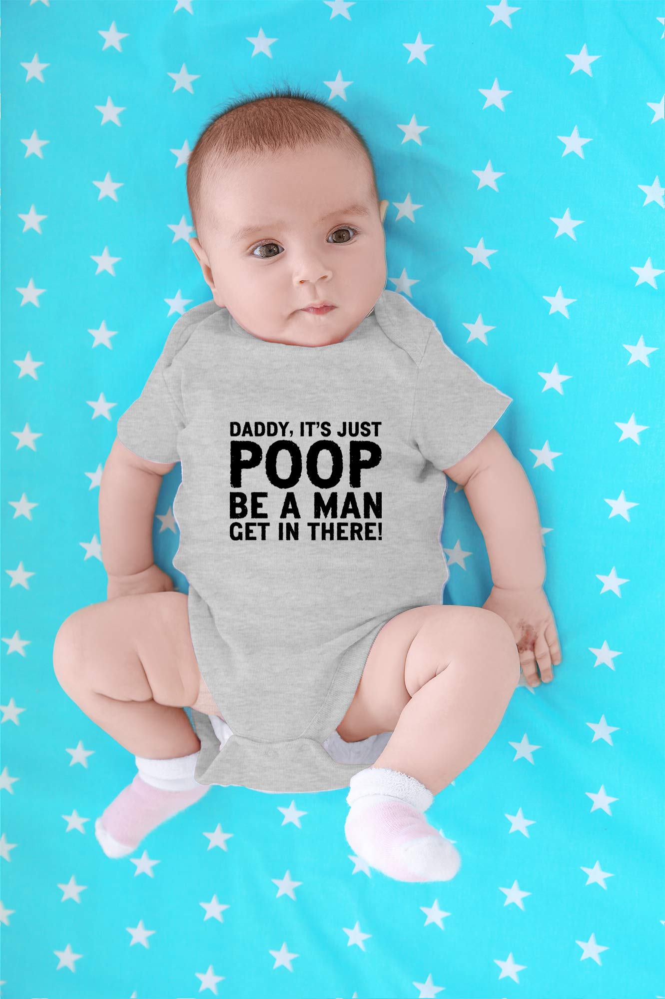 Funny Baby Bodysuit - 'Daddy It's Just Poop' Newborn Onesie for Boys & Girls | Cute Infant Outfit for Playtime & Photo Shoots | CBTwear