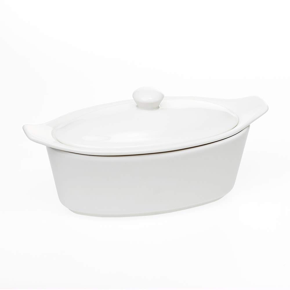 Premium White Ceramic Butter Warmer Boat - Perfect for Melting Butter, Sauces & Serving at Dinner Parties, Restaurants & Home Kitchens