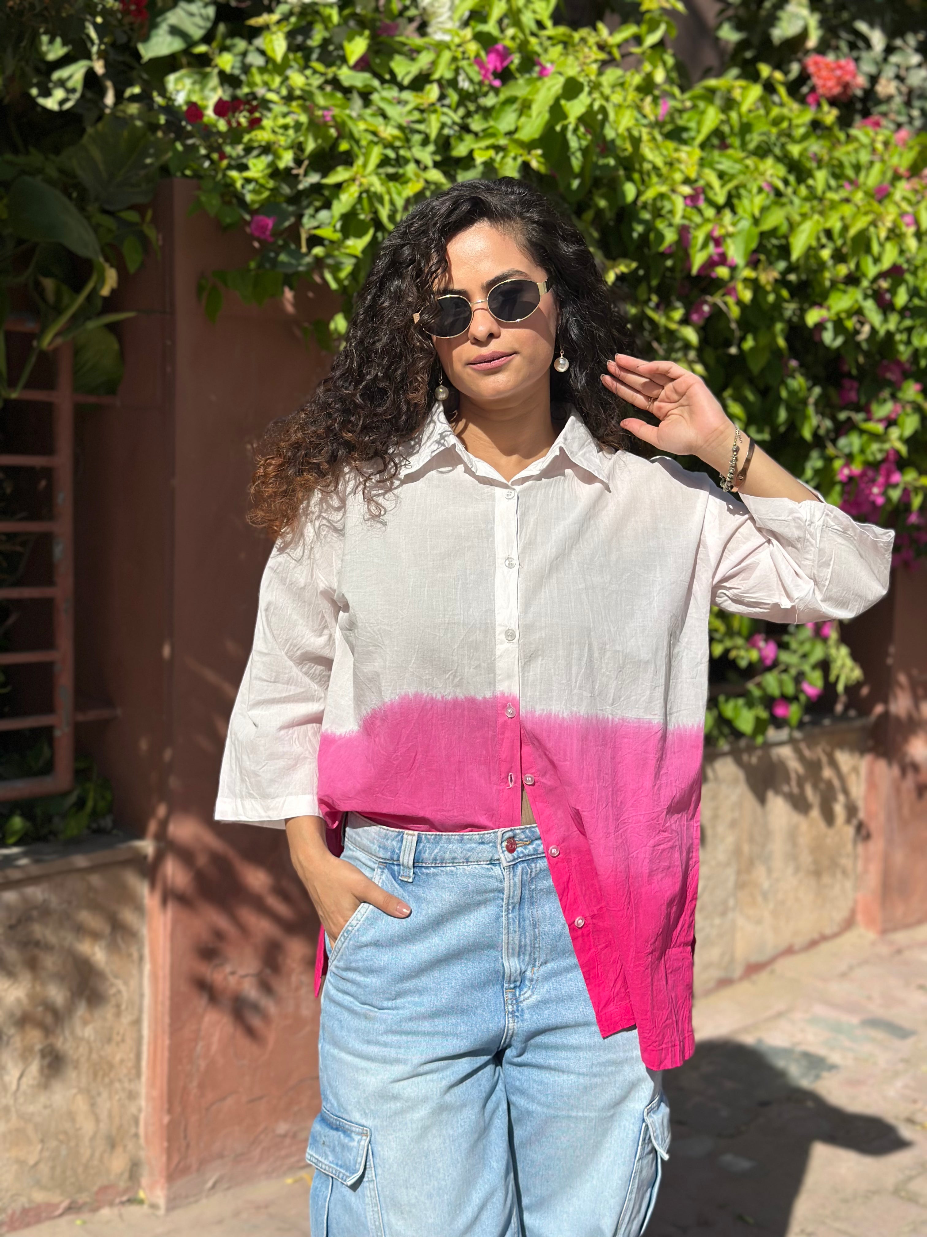ENCANTO PINK OVERSIZED SHIRT Women's Fashion Blouse - Trendy Loose Fit Casual Top for Everyday Wear, Street Style & Office Outfits
