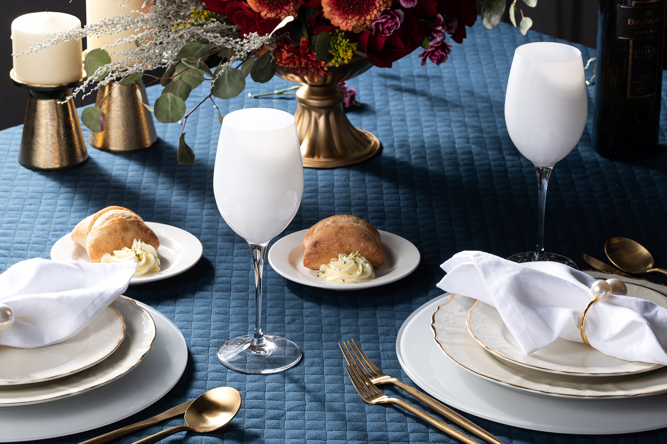 Premium Barski Crystal Goblet Set - 6 Elegant 14oz White Wine Glasses, Water Glasses & Stemware in Opal White - Handcrafted in Europe - Perfect for Fine Dining, Wedding Gifts & Home Entertaining
