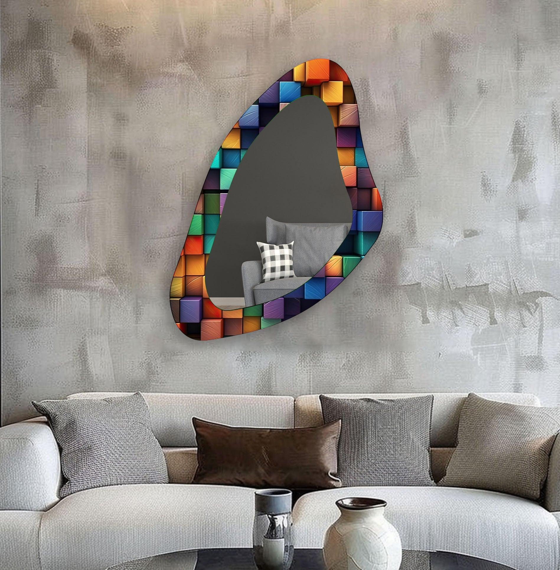 Stylish Modern Glass Wall Mirror - Decorative Round or Square Mirror for Living Room, Bedroom, Bathroom & Entryway Decor