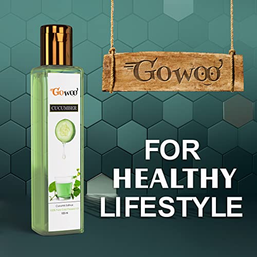GO WOO 100% Pure Cucumber Seed Carrier Oil - 100ML Natural Moisturizer for Face, Body & Hair - Hydrating Skincare for Dry Skin, Massage & Aromatherapy