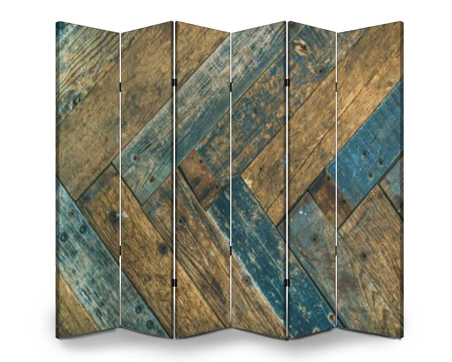 6-Panel Rustic Wooden Room Divider Screen - Freestanding Folding Privacy Partition for Indoor/Outdoor Use | Perfect for Home Office, Bedroom Separation, and Event Space Dividers