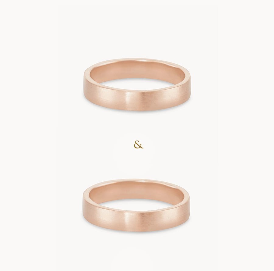 Infinity Love Wedding Band Set of 2 - 14K Rose Gold Brushed Finish Rings for Bride and Groom - Perfect for Engagement, Anniversary & Romantic Gift Giving