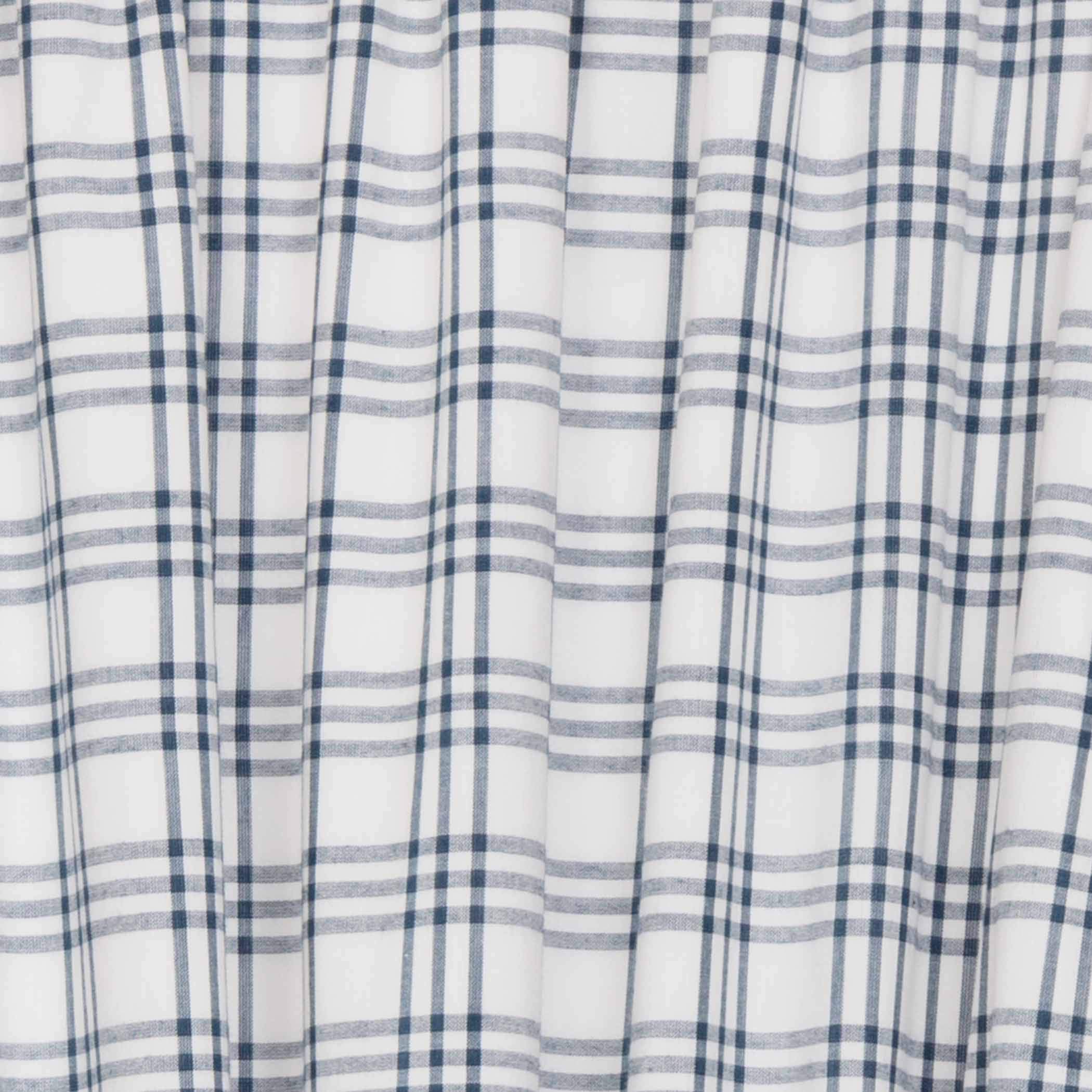 Sawyer Mill Plaid Cotton Farmhouse Curtains - Rod Pocket & Drawstring Ties Prairie Panel Pair in Blue | Rustic Window Treatments for Living Room, Bedroom & Kitchen Decor