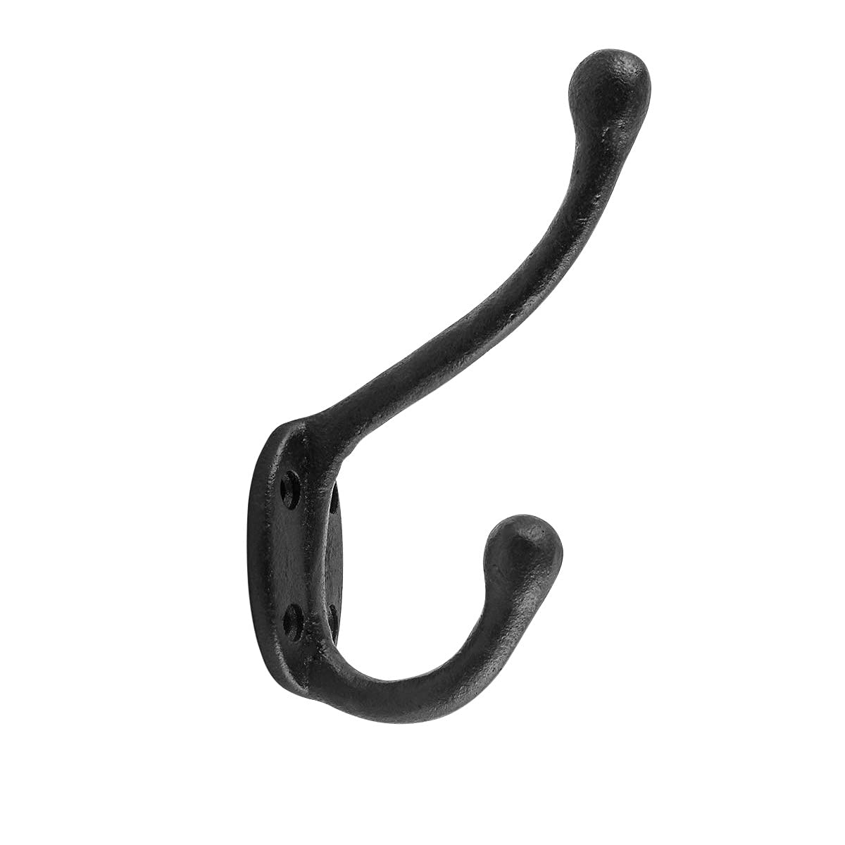 Black Wrought Iron Double Coat Hooks - 5 Inch Rustic Wall Mounted Hangers for Entryway, Bathroom & Bedroom - Pack of 10 with Hardware - Rust Resistant for Jackets, Hats & Towels (Home Decor & Organization)