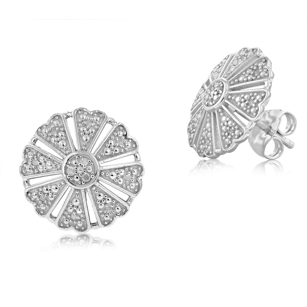 10-Point Diamond Stud Earrings in Sterling Silver - Elegant & Timeless Jewelry for Women - Perfect for Weddings, Parties & Everyday Wear