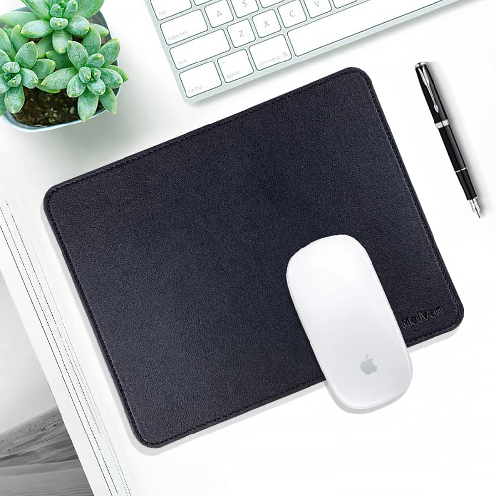 Premium PU Leather Mouse Pad with Stitched Edge - Waterproof Wooden Gaming Mouse Mat for PC, Laptop, Office & Home Use - 10.2
