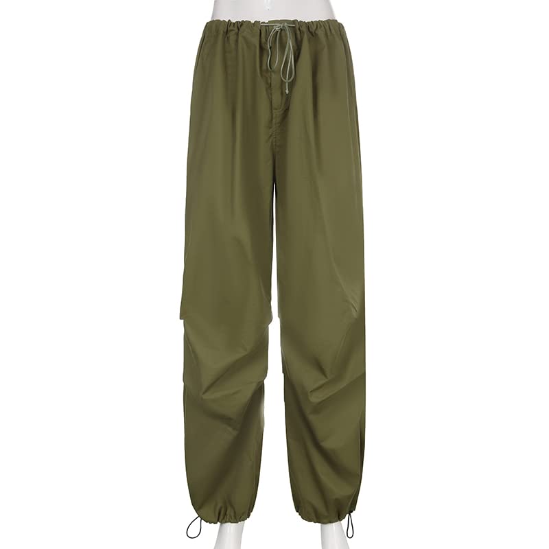 Women's Baggy Cargo Pants - Low Waist Loose Wide Leg Trousers with Drawstring | Joggers & Sweatpants for Streetwear & Hippie Style | Perfect for Casual Wear, Travel & Outdoor Activities